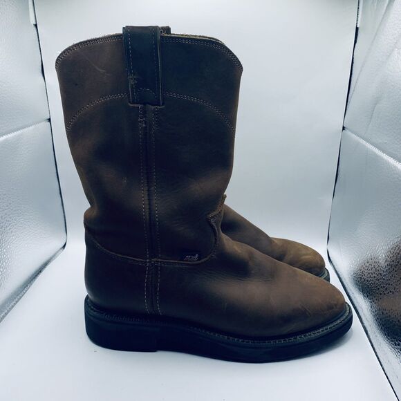 Justin 4740 Mens Brown Round Toe Leather Mid Calf Work Boots Size 8 B main image 11